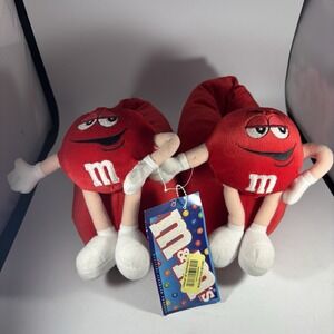M & M Red Candy/ Blue Slippers Sz Small 5-6 Y2k 2000 W/tag Rare